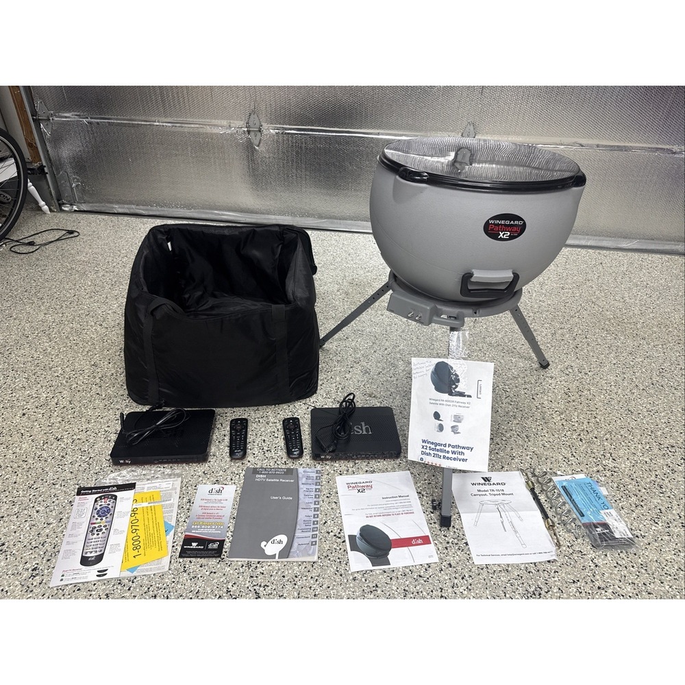 Winegard Pathway X2 Portable Satellite PA-6002 Dish 211z Receivers Tripod Kit